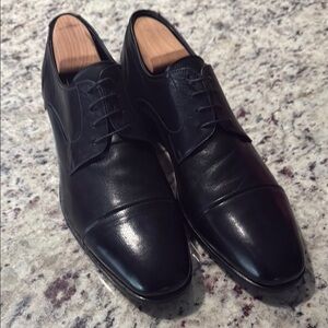 Pietro Pizzuti Black Leather Captoe Italian Dress Shoes